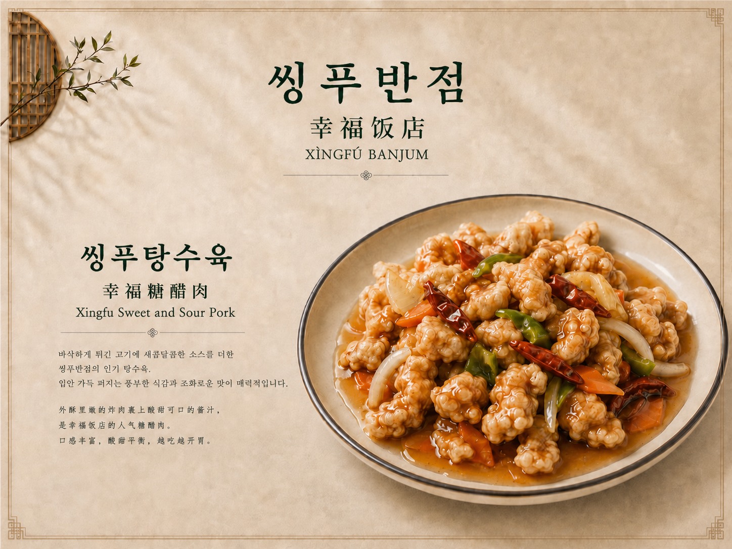 씽푸탕수육 메뉴 디자인