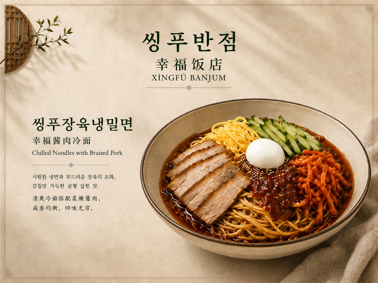 씽푸장육냉면 메뉴 디자인
