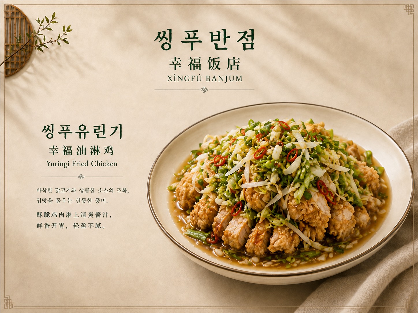 씽푸유린기 메뉴 디자인
